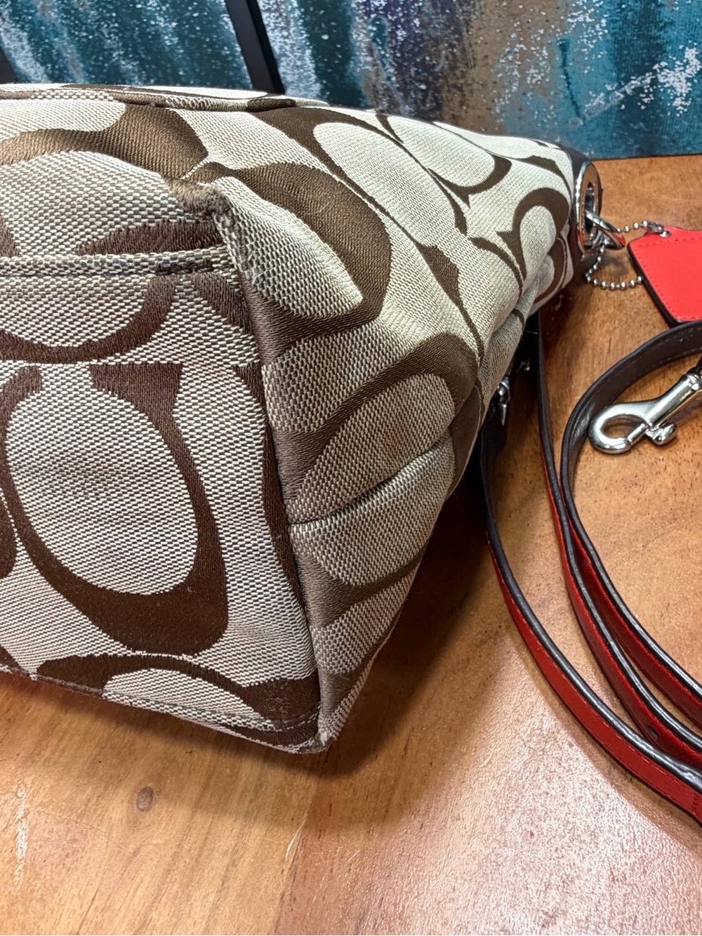 Coach 2012 Y2K Monogram Orange/Tan Crossbody Bag (Fair) - Picture 13 of 15